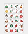 Christmas advent calendar stickers set with numbers 1-24 and cute festive illustrations - Cartoon Numbers