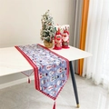 Christmas snowman table runner and wine bottle bags set with red tassel details - 16# Light Blue Snowman