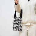 Double-sided canvas tote bag featuring black and white heart prints with black handles - 24*16cm / Black and White Heart - Mini