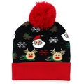 Detailaufnahme der Wintermütze mit festlichen Weihnachtsmann und Rentier Mustern - L / 03 Gelb Frohe Weihnachten (5028366842504)
