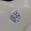 Translucent lilac purple dice pendant keychain accessory with silver metal loop - Translucent Lilac Dice Pendant (PY049-HUI)