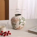 Nordische 14cm Vintage-Keramikvase mit Eiscrack-Glasur und Blumenmotiven für Wohnkultur - A098S Kaffee Grün Floral Eis Riss Vase