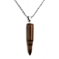 Halsketting met tijgeroog stenen bullet hanger en gedraaide metalen ketting voor dames - Tijgeroog Bruin met 60CM Touwketting