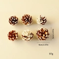 6-piece set of natural white-tipped pine cones for rustic Christmas decorations - White Painted Pine Cones 4-5cm 6Pcs