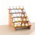 Five-tier solid wood tiered display stand with natural grain for figurines and jewelry - 5-Tier Ladder Stand / Walnut Color