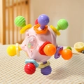Pink Manhattan baby rattle ball with colorful textured loops and internal sensory beads - Star Ball - Pink / Pink