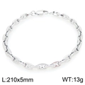 Bracelet chaîne à maillons nez de porc en acier inoxydable argenté fermoir homard - Argent (KB206237-KFC)