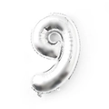 Silver number 9 foil balloon for birthday party and wedding decoration on white background - 32 Inch Number 9-Silver