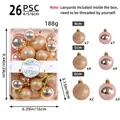 26-piece pink Christmas ball set with 4cm, 5cm, 6cm assorted sizes and glitter finishes - Champagne