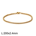 Gouden titanium stalen O-ring kettingarmband 200x2,4mm met karabijnsluiting punk stijl - 2.4mm Gouden Stijl (KB126603-Z)