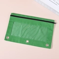 Grass green 3-ring pencil pouch with double zippers and clear PVC window for binders - Transparent Green (Single Zipper)