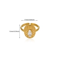 Detailed size chart of gold flower ring with marquise zircon stone measuring 17mm x 15mm - Marquise Clear Gemstone