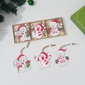 Painted wooden Christmas snowman pendants set in a storage box with pine needles - 9PCS Snowman Set