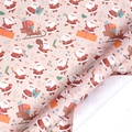 Pink Christmas wrapping paper roll featuring festive Santa Claus and gift box prints - Christmas Series-Dudu Reindeer / 70*100CM