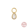 Handgefertigter Anhänger aus 925er Silber mit weißem Zirkon in Tropfenschliff, Gold - Gold Wassertropfen Zirkon (#3)