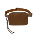 Brown waterproof sports waist bag with adjustable strap and purple carabiner detail - Brown