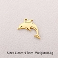 Detail of golden dolphin pendant with dimensions 11mm by 17mm and weight 0.4g - Dolphin / Gold