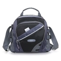 Borsa porta borraccia versatile in nylon grigio con tracolla regolabile e tasche esterne - Nero