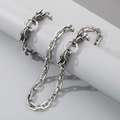 Men's 7/9mm silver-tone stainless steel square box chain with dragon head clasp - Dragon Head Clasp (9mm)