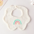 Organic cotton gauze baby bib featuring a minimalist rainbow pattern and snap button - Gauze Flower Scarf - Tricolor Rainbow
