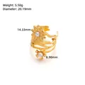 Detailed view of gold flower ring with 20.19mm diameter and 5.50g weight specs - Adjustable Open / J223-Gold Entwined Sunflower