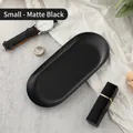 Small oval stainless steel jewelry tray in matte deep black for cosmetic storage - Stainless Steel / Small / Oval Black (18*8.5cm)