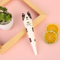 Cute black and white spotted dog slow rebound decompression pen with yellow bell charm - White Dog Handshake