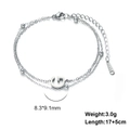 Silver stainless steel double chain bracelet with letter G pendant and beads - Letter-G / Silver