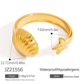 Golden stainless steel ocean theme ring featuring starfish and seashell motifs - Starfish Shell Open Style (JZ21556)