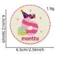 Detail view of 6.5cm round 6 months baby milestone embroidery patch with dimensions - 6 Months (6#)