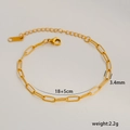 Golden titanium steel paperclip chain bracelet, 3.4mm width with lobster clasp - C-1-11 Paperclip Chain