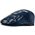 Vintage blauwe denim baret met gescheurde details en verstelbare metalen gesp - Verstelbaar / Donkerblauw
