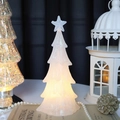 Weiße Weihnachtsbaum Tischlampe mit glitzernden Pailletten und warmem LED Stern - Bunter Blitz Weiße Stern Baum Lampe 17.5CM (Inkl. Batterie)