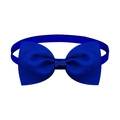 Solid royal blue ribbed fabric pet bowtie with adjustable strap for cats and dogs - Sapphire Blue