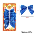 Set of 6 blue glitter Christmas bows for tree decoration with 8x7cm size specs - Glitter Finish / 6 Pieces/Pack (8cm) / Glitter Blue