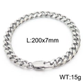 Classic silver titanium steel Cuban link bracelet with lobster clasp, 200mm length and 7mm width - Type B 7mm = Kb166153-zz