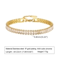 Gold stainless steel bracelet with rectangular AAA emerald zircons and adjustable chain - Style 1 (Rectangular Clear Zirconia)