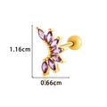 Gouden waaier cartilage piercing met paarse marquise geslepen zirkonia steentjes - Goud Paars
