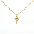 Golden stainless steel letter P necklace pendant with sparkling rhinestone inlay - Gold Letter P
