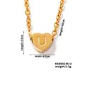 Golden heart necklace with letter U pendant and adjustable 45cm O-shaped chain - Letter-U