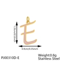 Detail view of pink enamel letter E charm in gold stainless steel for necklaces - Letter E-Pink