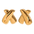 Minimalist 18K gold-plated stainless steel stud earrings with a 3D cross X-shape design - X-Shape / Gold
