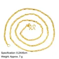 Golden sand blast textured cylinder bead necklace 0.2x45cm with W-shaped clasp - Cylindrical Sand Chain