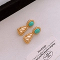 Vintage gold earrings set with turquoise stones in a bohemian style design - Vintage Turquoise Style Earrings (7#)