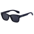 Polarized square black sunglasses with dark grey lenses and silver arrow rivets - Matte Black All Grey Lens