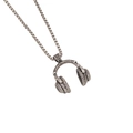 Silver stainless steel punk necklace featuring a detailed headphone pendant on box chain - Headphones Style (2#)