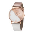 Minimalist two-tone quartz watch for women with rose gold and white leather strap - Rose Gold + White + Numeric Dial