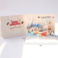 3D pop-up Christmas card with reindeer sleigh scene and 15x20cm dimensions - Christmas Deer Cart