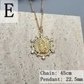 Virgin of Guadalupe gold pendant with multi-color zircon stones and size measurements - E-Colorful Virgin of Guadalupe