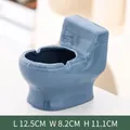 Posacenere in ceramica blu a forma di water con finitura lucida, 12.5x8.2x11.1cm - Blu